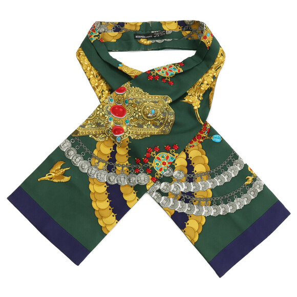 HERMES Accessories - HERMES Kosmima Scarf Ribbon Scarf/Muffler, Green Multicolor, Women's